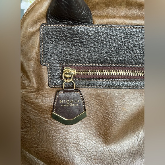 Nicoli Brown and Black Leather Handbag - Picture 2 of 15